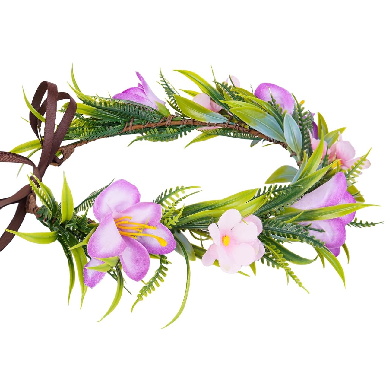 Hawaiian Flower Crown Headband - Purple Hawaii Orchid Floral Headpiece